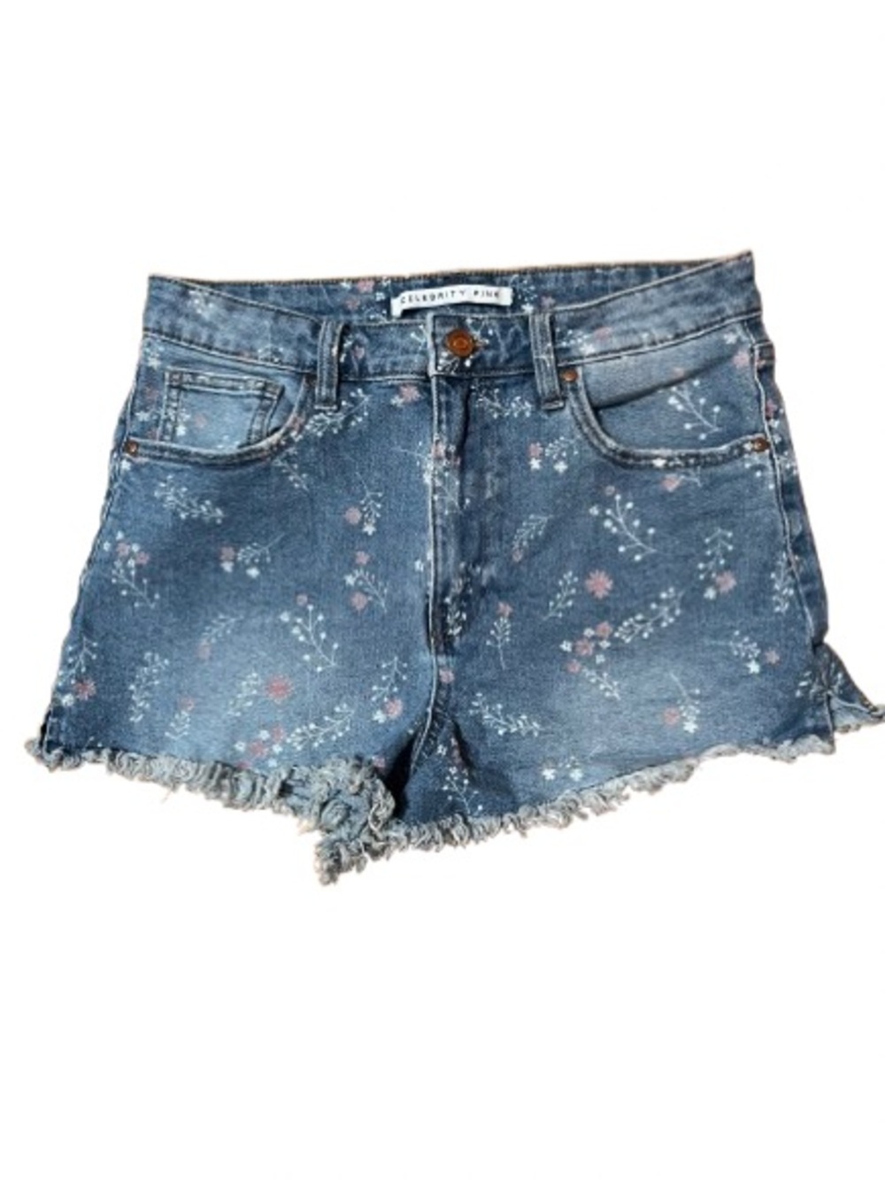 Celebrity Pink Blue Denim Floral Shorts Size 29
